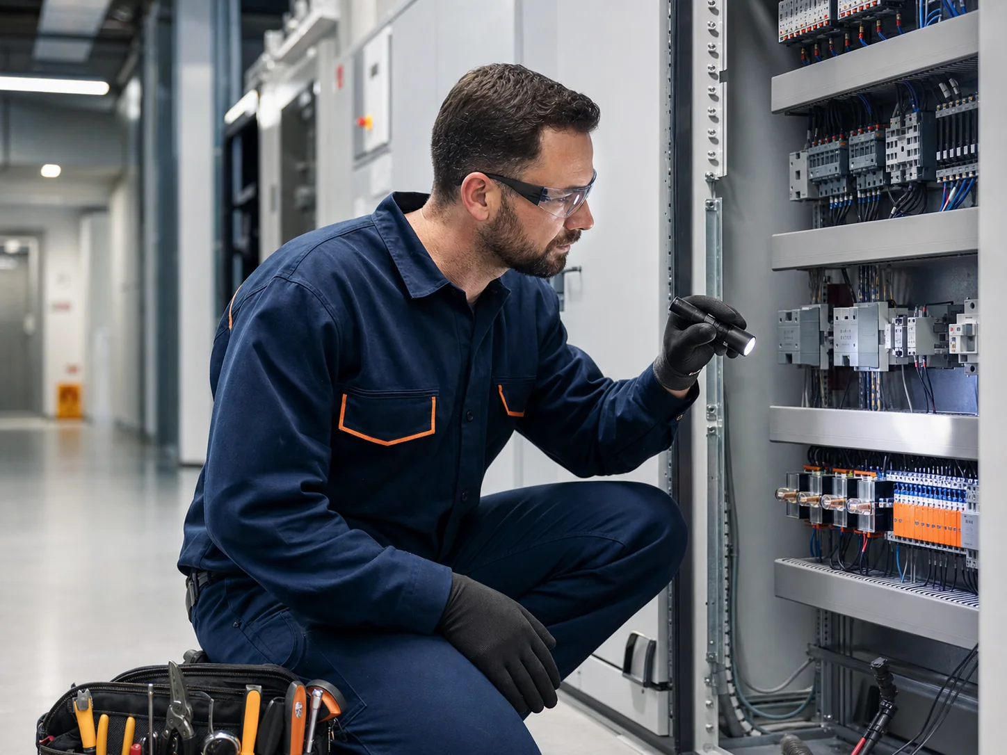 Técnico realizando inspeção de manutenção predial